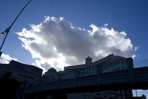 bellagio casino with dark clouds 