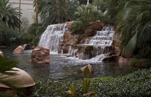 waterfall outside the Mirage Hotel