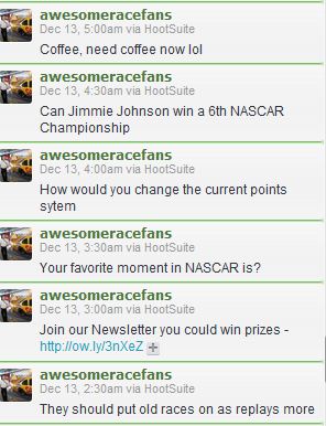 Twitter post on NASCAR